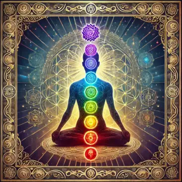 Mistyczna karta z symbolami siedmiu czakr – Czytanie czakr
