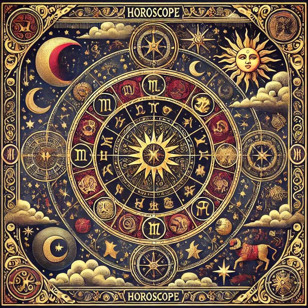 Karta tarota z symbolami zodiaku i gwiazd – Horoskop