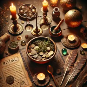 Mistyczna karta tarota z symbolami bogactwa i obfitości – Rytuał obfitości