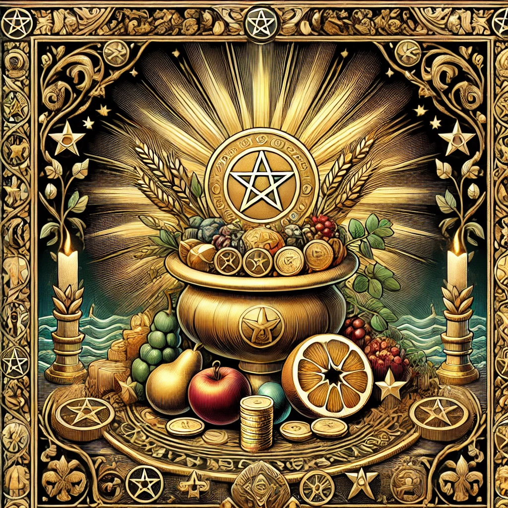 Mistyczna karta tarota z symbolami bogactwa i obfitości – Rytuał obfitości