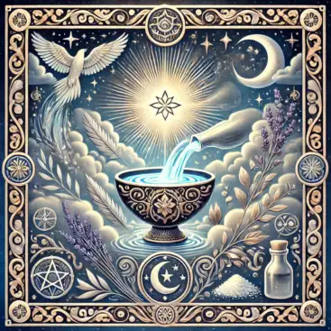 Ilustracja tarota z motywami wody i księżyca – Rytuał oczyszczenia