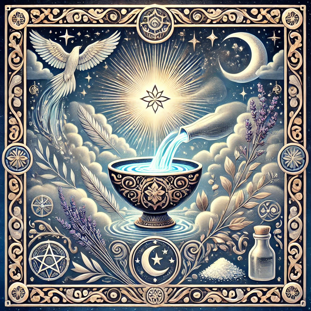 Ilustracja tarota z motywami wody i księżyca – Rytuał oczyszczenia